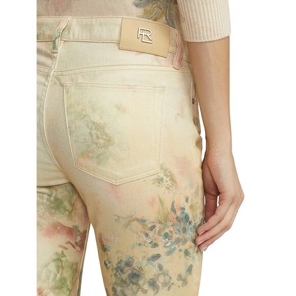 Ralph Lauren Purple Label 160 Slim Floral Denim Pant Womens 25 Yellow - Picture 5 of 14